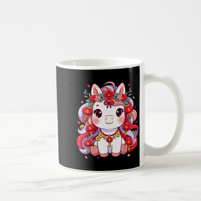 Caneca De Café Ano Novo Chinês do Cavalo 2026 Mulheres Meninas  (Direita)