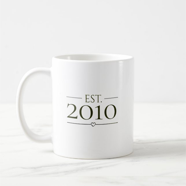 Caneca De Café Ano Personalizado Estabelecido Design Minimalista  (Esquerda)