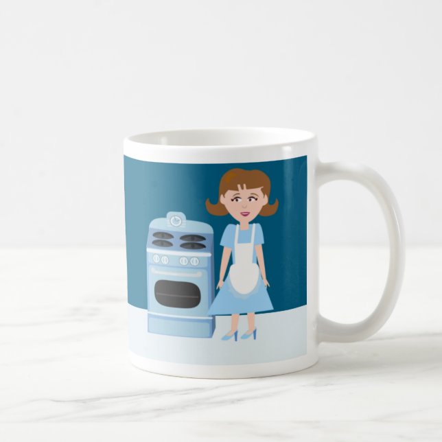 Caneca De Café Anos 50 Sassy Diversão de Famílias Ilustração Retr (Direita)