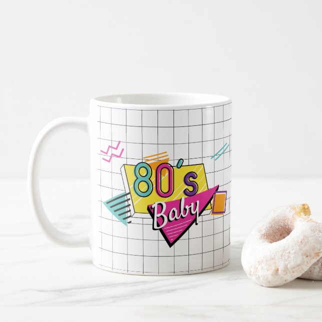 Caneca De Café Anos 80 Colorida Bebê (Com Donut)