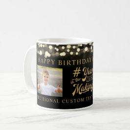Caneca De Café ANOS DE Aniversário NAS Luzes Douradas Negras FAZE