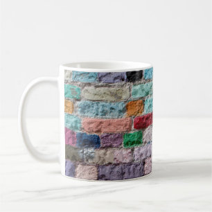 Caneca De Café Antecedentes da textura pintada do tijolo a cores
