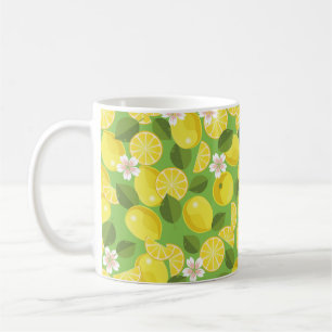 Caneca De Café Antecedentes do padrão dos citrinos limões