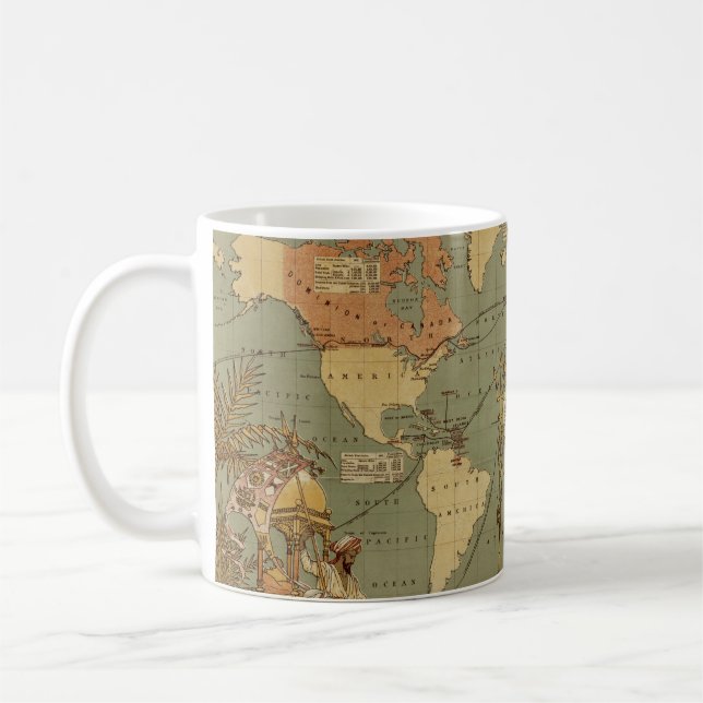 Caneca De Café Antecipação do Mapa Mundial 1886 Ilustrada (Esquerda)