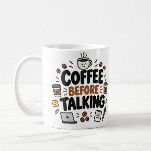 Caneca de Café Antes de Conversar Engraçado Escrit