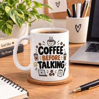 Caneca de Café Antes de Conversar Engraçado Escrit