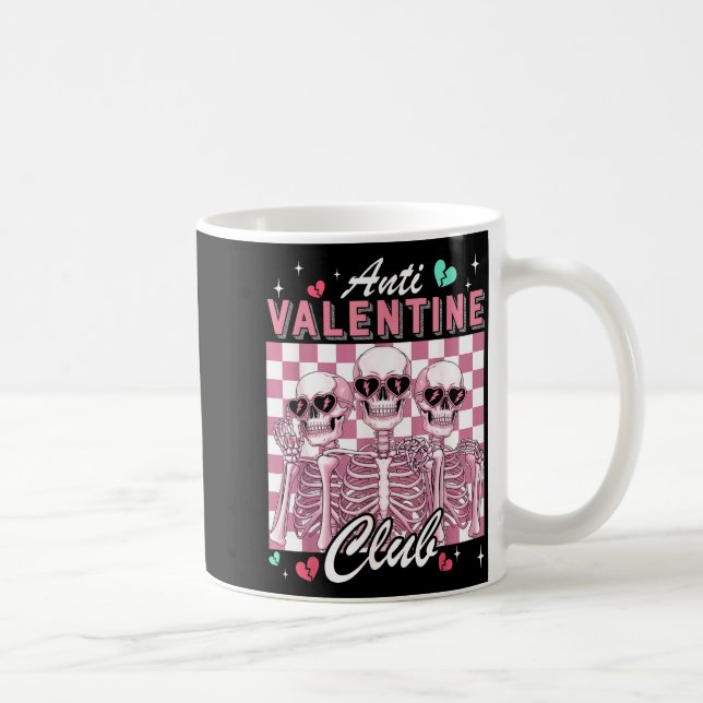 Caneca De Café Anti Valentine Club Skeleton Funny Single Valentin (Direita)