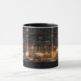 caneca de café antiga da biblioteca