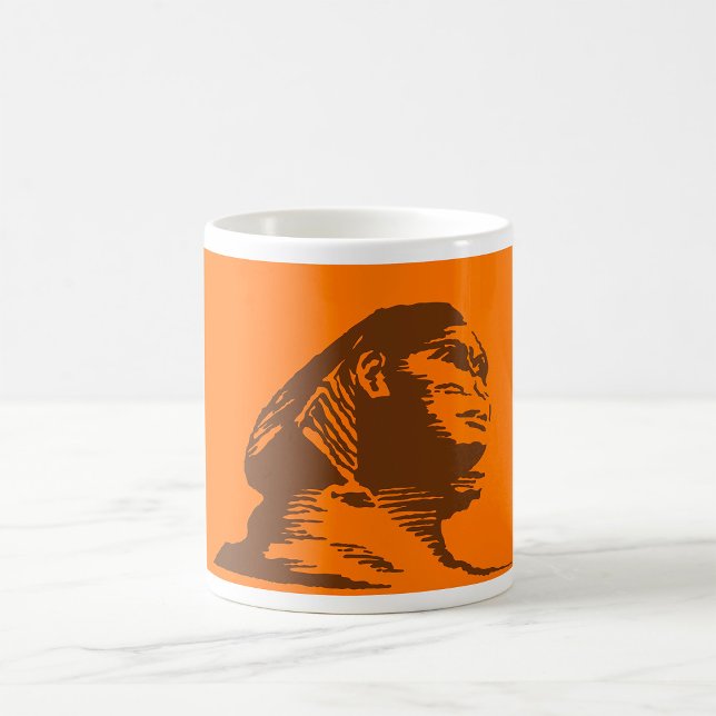 Caneca De Café Antigo Egípcio Esfinge Laranja E Castanho (Criador carregado)