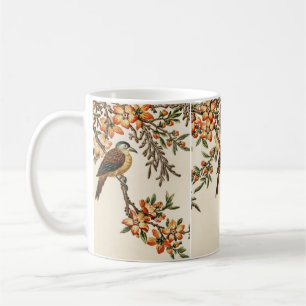 Caneca De Café Antigo Flor & Pássaro Chinês, Jardim Vintage
