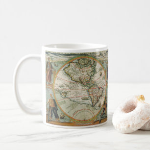 Caneca De Café Antiguidade Mapa Antiquado das Américas, Teodor de