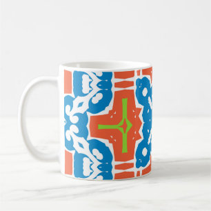 Caneca De Café Antiquada cerâmica mexicana de talavera. Vintage s