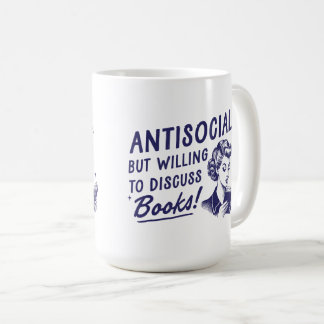 Caneca De Café Antisocial, mas disposto a discutir livros