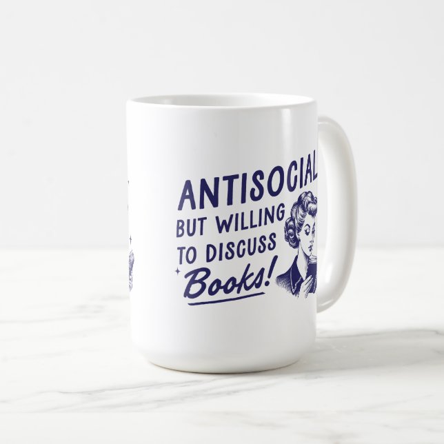 Caneca De Café Antisocial, mas disposto a discutir livros (Frente Esquerda)