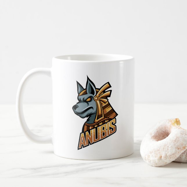 Caneca De Café Anubis Mug - Poder em cada Sip! (Com Donut)