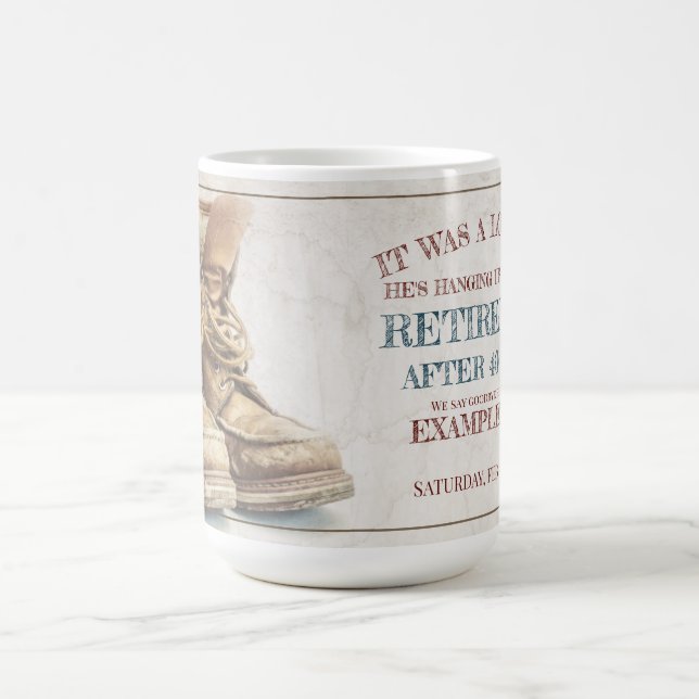 Caneca De Café Anúncio de aposentadoria com botas velhas V1.0 (Centro)