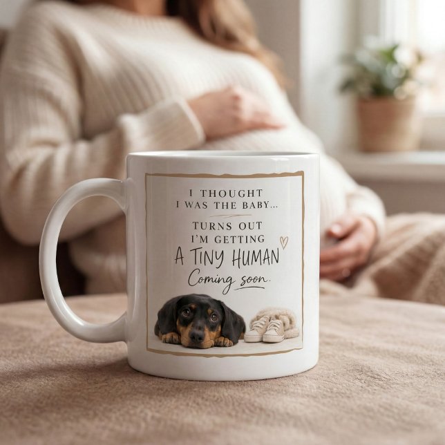 Caneca De Café Anúncio de Gravidez de Cachorro (Criador carregado)