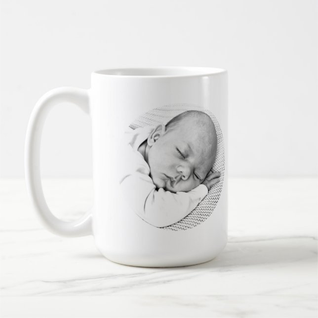 Caneca De Café anúncio de nascimento branco do bebê unisex (Esquerda)