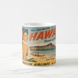 Caneca De Café Anúncio de Viagem Havaiano em Estilo Vintage