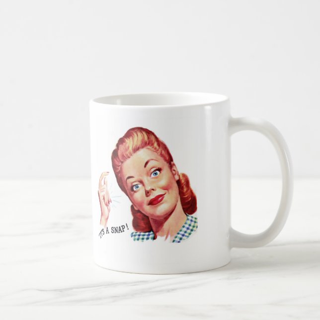 Caneca De Café Anúncio retro da mulher do 50 das mulheres do (Direita)