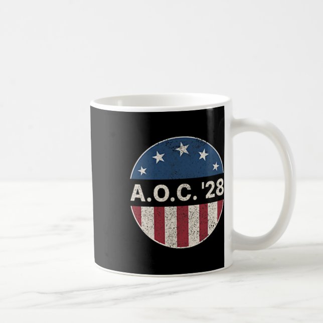Caneca De Café Aoc 2028 A.c. 2028 Para Presidente Americano Flag  (Direita)