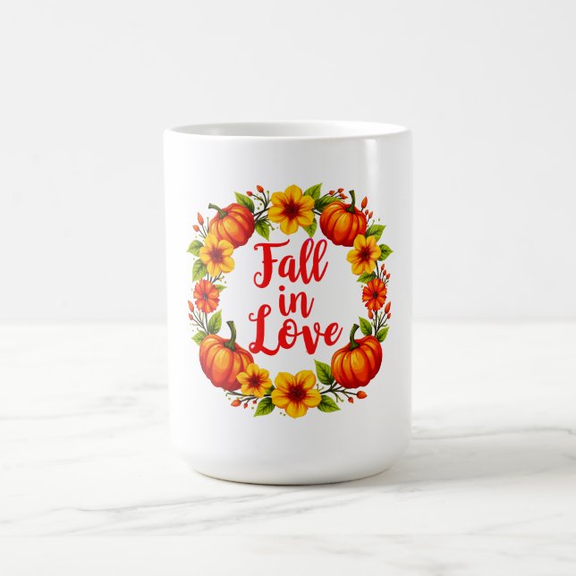 Caneca De Café Apaixonado: Vibrante Design de Wreath de outono (Centro)