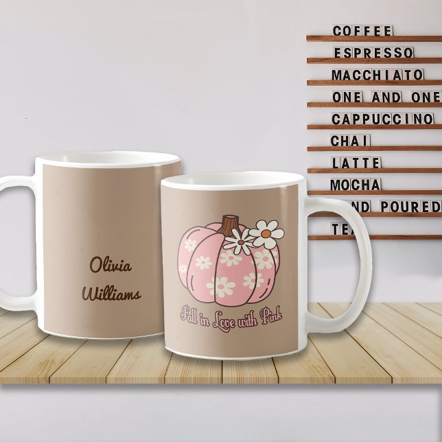 Caneca De Café Apaixonar-se por Presentes de Queda Rosa (Criador carregado)