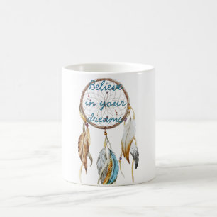 Caneca De Café Apanhador de Sonhos Castanho Turquesa