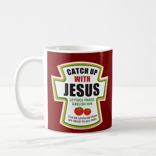 Caneca De Café Apanhe Jesus Cristo Tomate Cristão Ketchup Engraça (Esquerda)