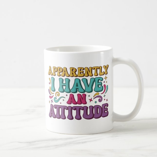 Caneca De Café Aparentemente Eu Tenho uma Atitude Retro Groovy  (Direita)