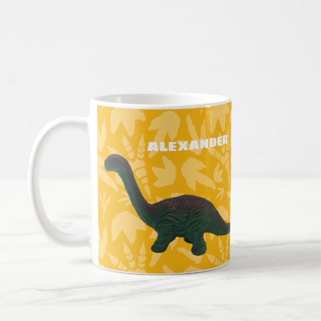 Caneca De Café Apatossauro Toy Dinossauro Verde e Amarelo (Esquerda)