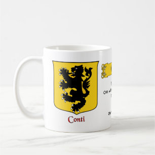 Caneca De Café Apelido italiano Conti Heraldic Shield e Blazon