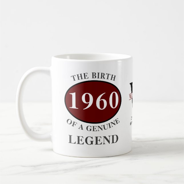 Caneca De Café Apelido Personalizado Aniversário de 1960 Monogram (Esquerda)