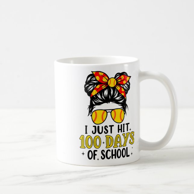 Caneca De Café Apenas Acertou Feliz 100 Dias De Escola Softbol De (Direita)