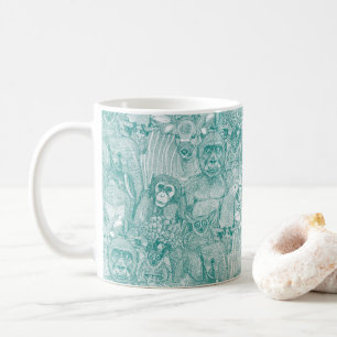Caneca De Café apenas animais da selva africana azul turquesa bra