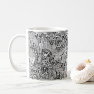 Caneca De Café apenas animais da selva africana preto e branco