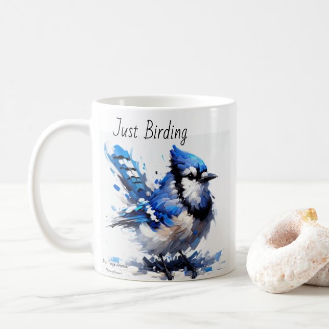 Caneca De Café Apenas Apontando Blue Jay (Com Donut)