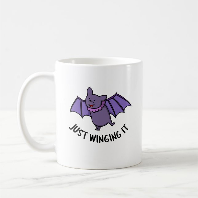 Caneca De Café Apenas Apontando Para O Engraçado Bat Pun (Esquerda)