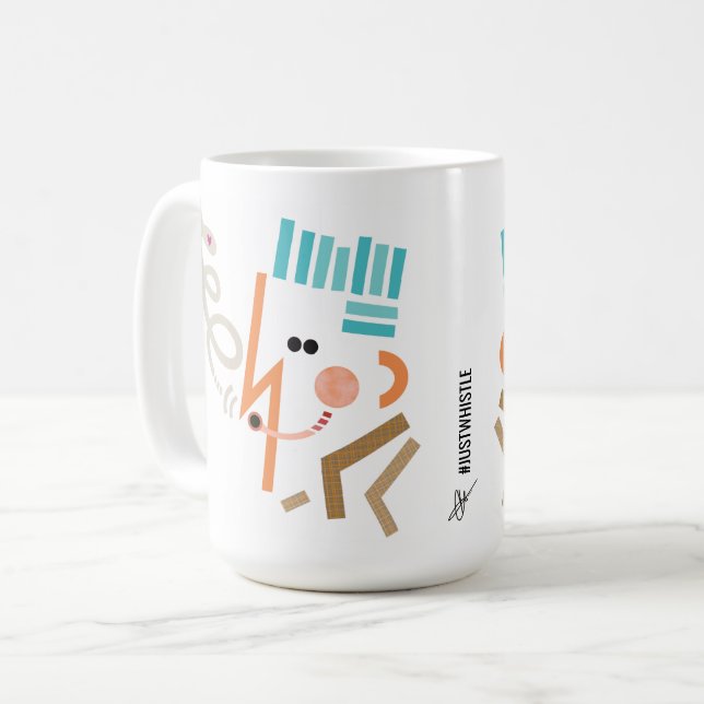 Caneca De Café Apenas Assobia Ilustração Abstrato de Música Moder (Frente Esquerda)