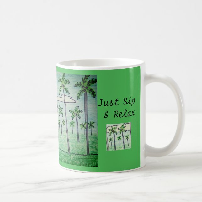 Caneca De Café Apenas Beba & Relaxe Bosque de Palmeiras (Direita)