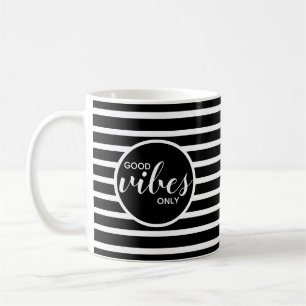 Caneca De Café Apenas Boas Vibrações Citação de Tipografia Preto