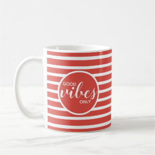 Caneca De Café Apenas Boas Vibrações Citação Motivacional Vermelh