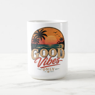 Caneca De Café Apenas Boas Vibrações Design Retro Pôr do Sol