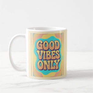 Caneca De Café Apenas boas vibrações estilo retrô groovy