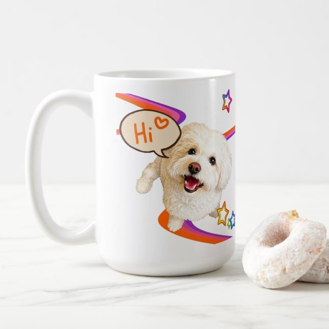Caneca De Café Apenas Dizendo "Oi"  (Com Donut)