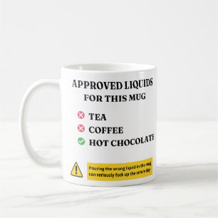 Caneca De Café Apenas Líquidos Aprovados – Humor Divertido de Cho