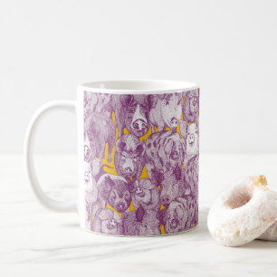 Caneca De Café apenas porcos roxos amarelos