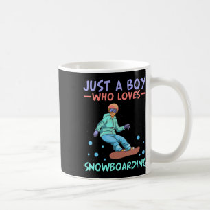 Caneca De Café Apenas Um Menino Que Adora Snowboard Esquiando Sno