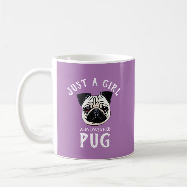Caneca De Café Apenas uma garota que a ama Pug (Esquerda)