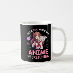 Caneca De Café Apenas uma garota que ama anime e esboça 8